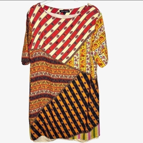 Tanvi Kedia Anthropologie Multi Print Dress Beaded, bohemian style dress, Large - Picture 2 of 7